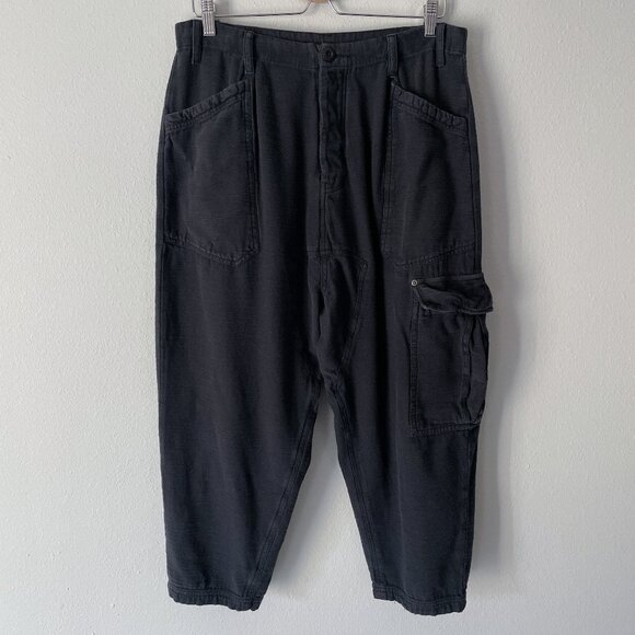 Free People Bay To Breakers Pants Size S Black Barrel Harem Baggy Cargo - Picture 1 of 16